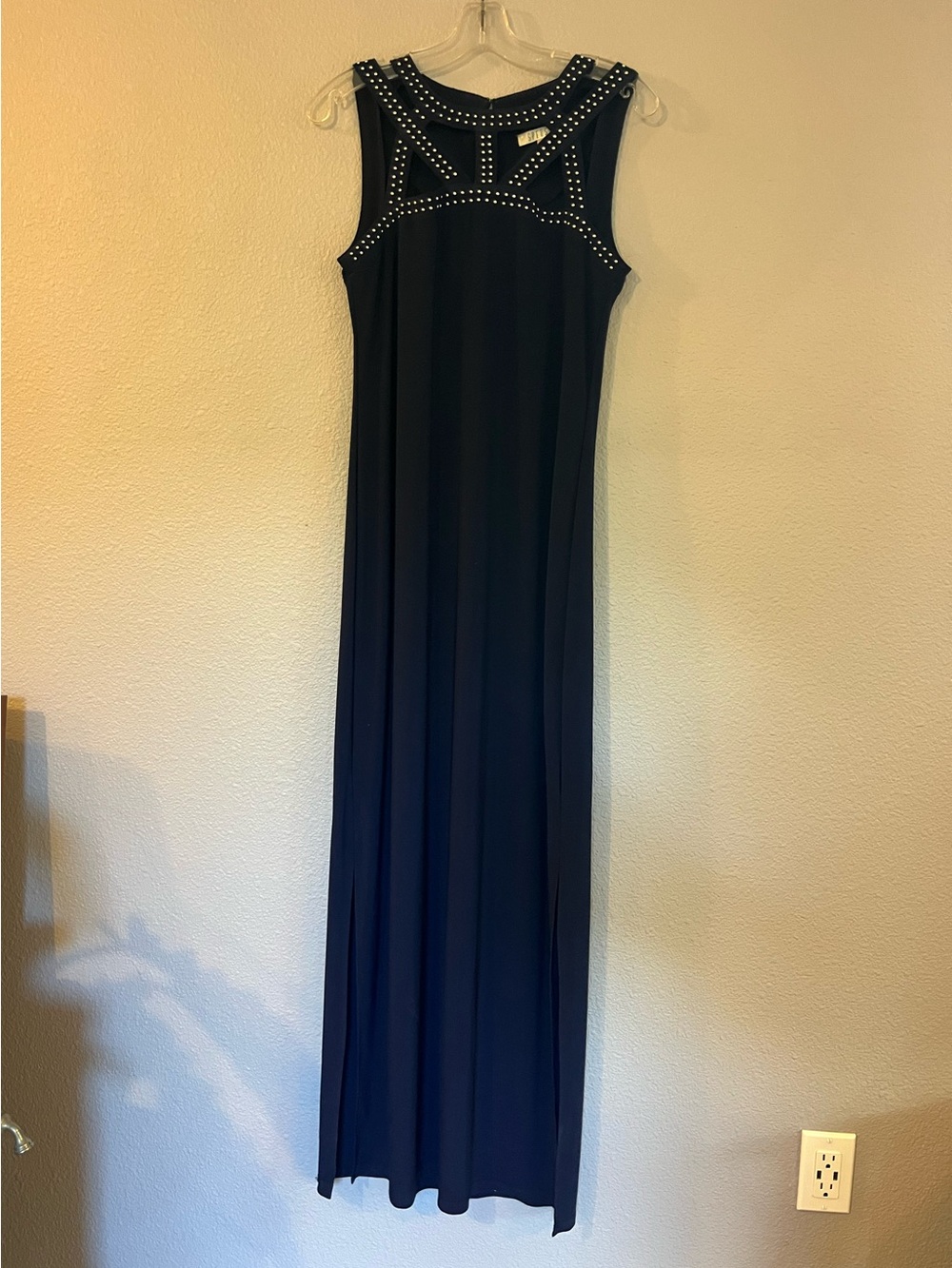 Spense Navy Maxi Dress with Studded Yoke